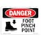 Signmission OSHA Danger Sign, Foot Pinch Point, 24in X 18in Rigid Plastic, 18" W, 24" L, Landscape OS-DS-P-1824-L-1721 - alternate 1